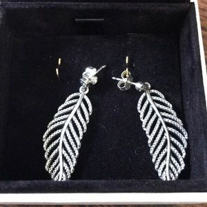 Pandora light as a feather earrings